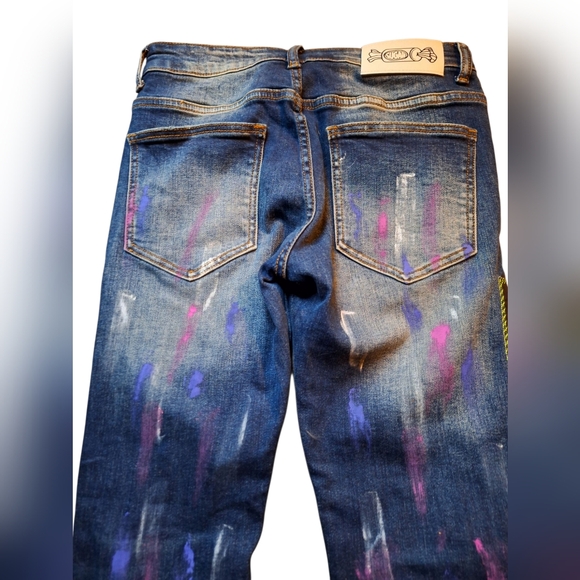 Sugarhill Men Psychedelic Jeans 30×31 Distressed Stretch Denim - Picture 7 of 9